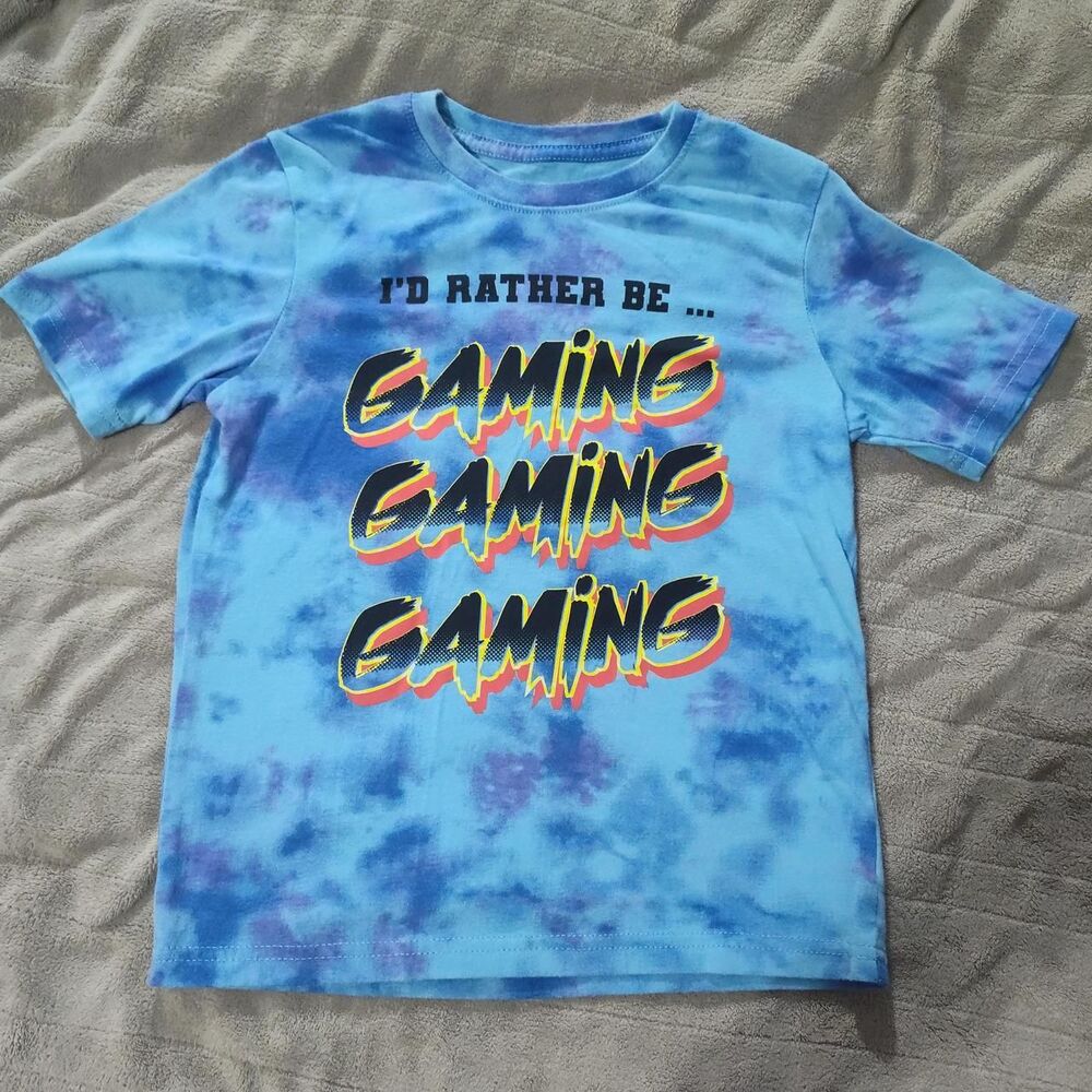 Wonder Nation blue tie dye gaming tee S(6/7) kidcore
